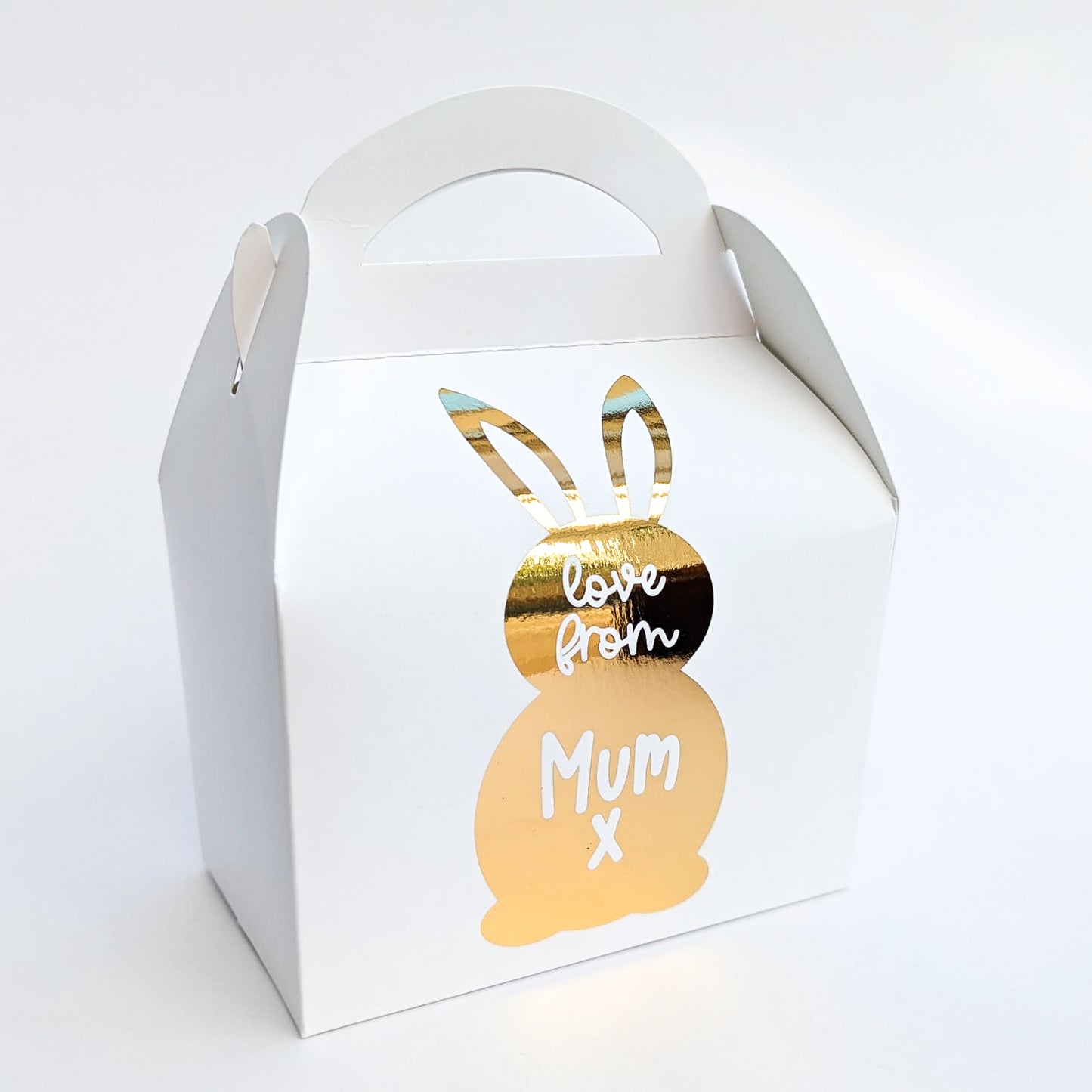 EASTER Bunny Gold Foil Personalised Treat Boxes Gift Bags