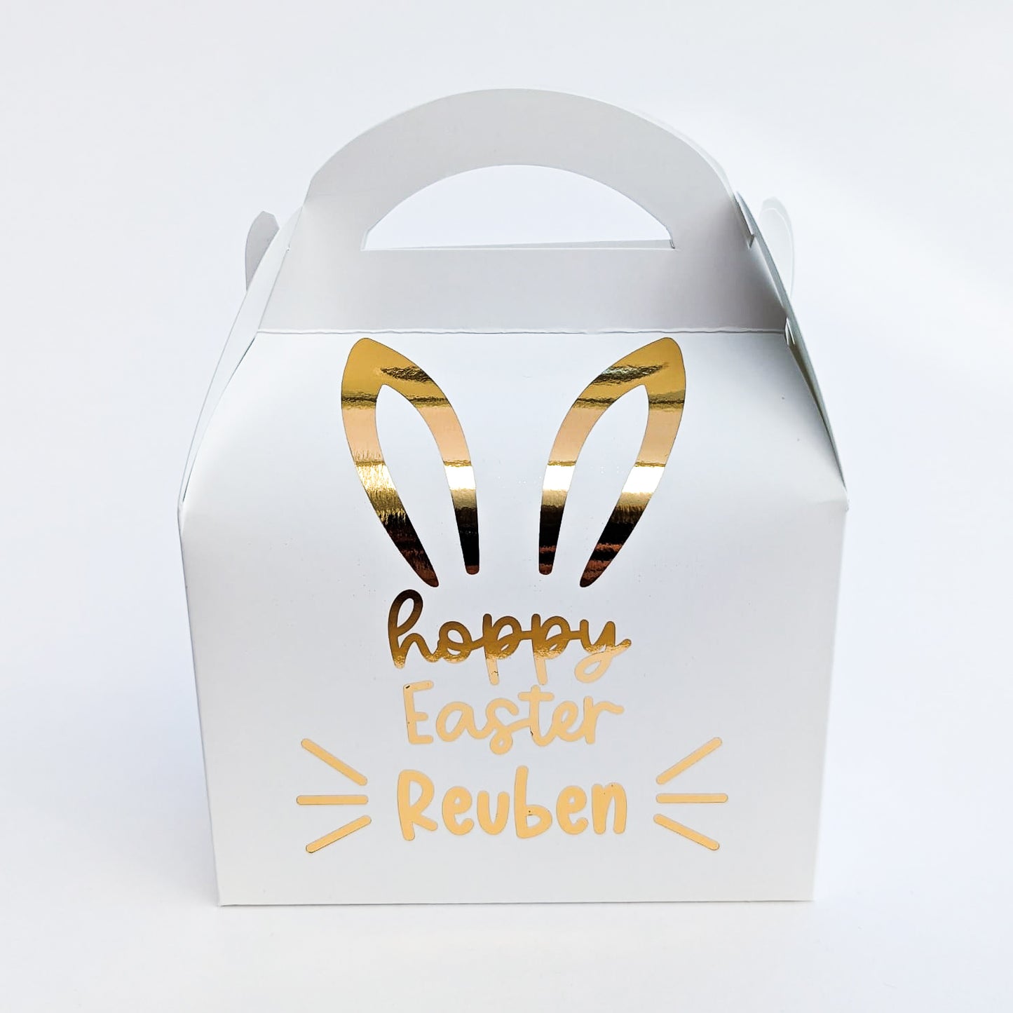 EASTER Bunny Gold Foil Personalised Treat Boxes Gift Bags