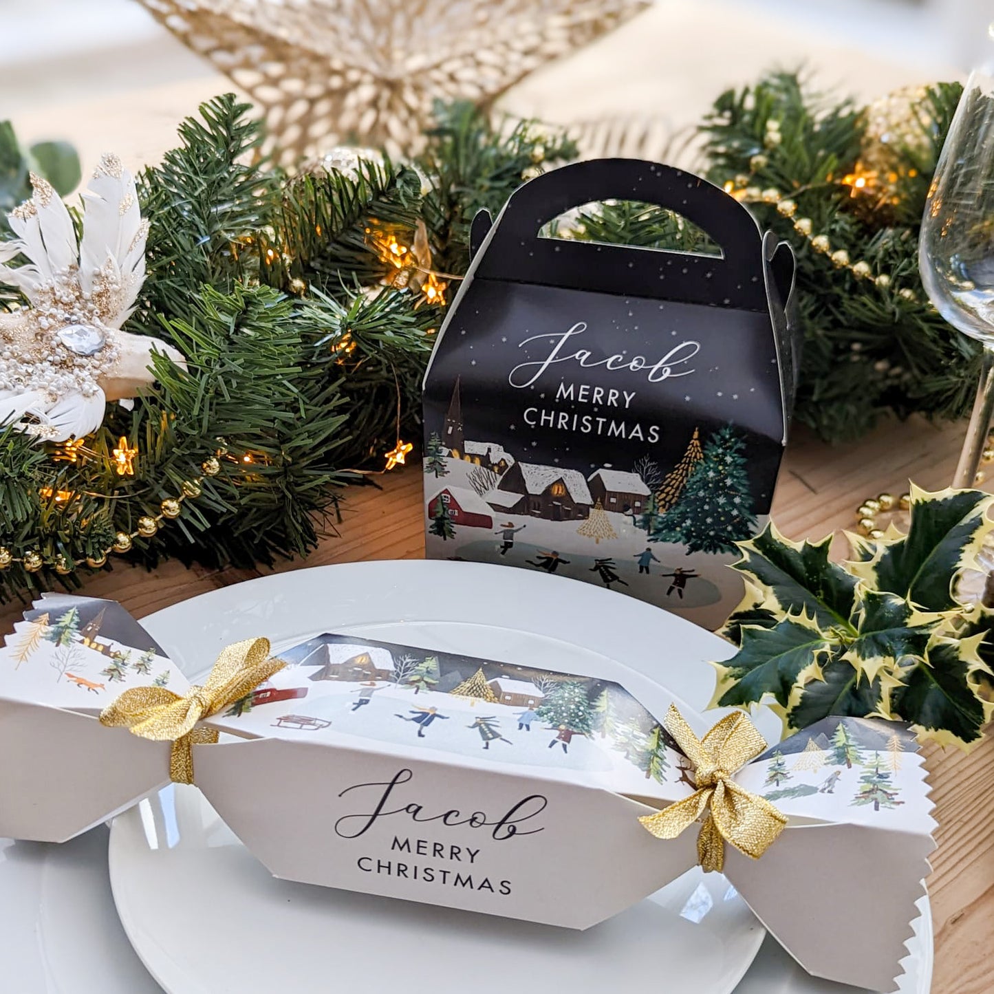 Personalised Christmas Cracker Winter Wonderland Treat Box