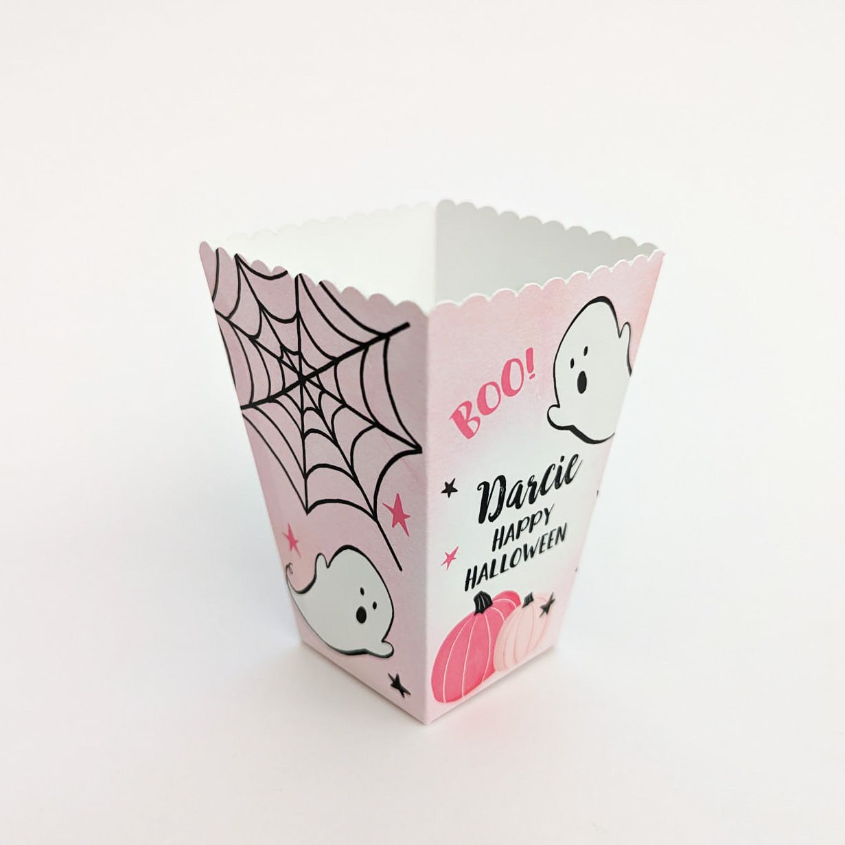 HALLOWEEN Pink Cute Personalised Children’s Party Box Gift Bag Favour