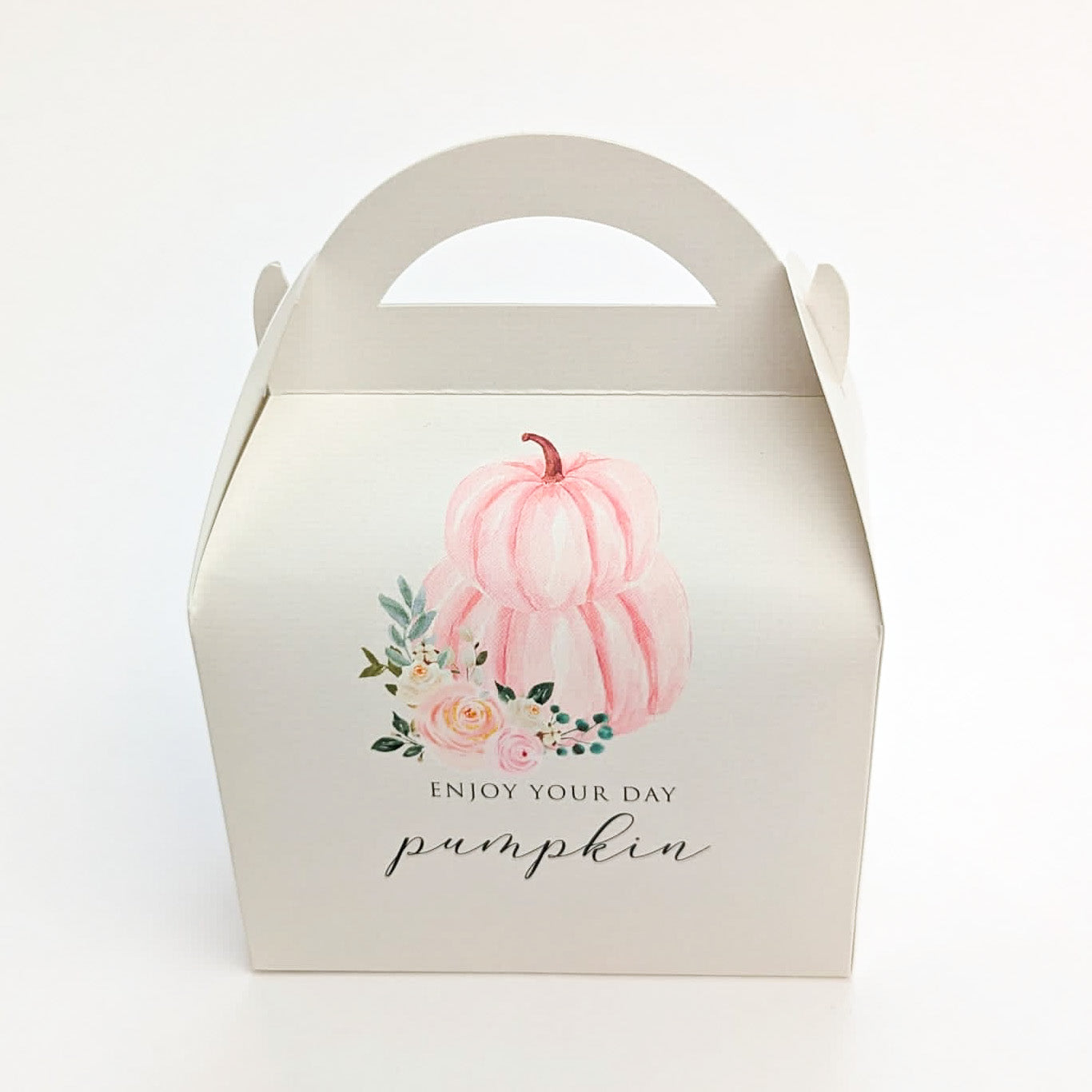 HALLOWEEN Pink Pumpkin watercolor Personalised Children’s Party Box Gift Bag Favour