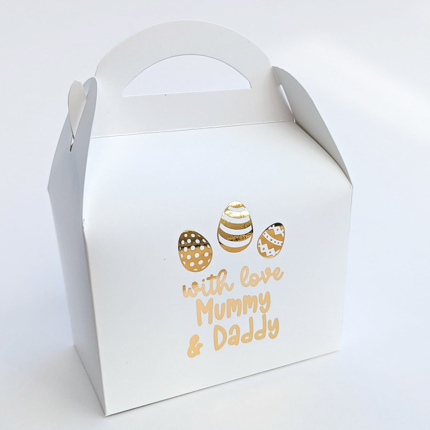 EASTER Egg Floral Gold Foil Personalised Treat Boxes Gift Bags