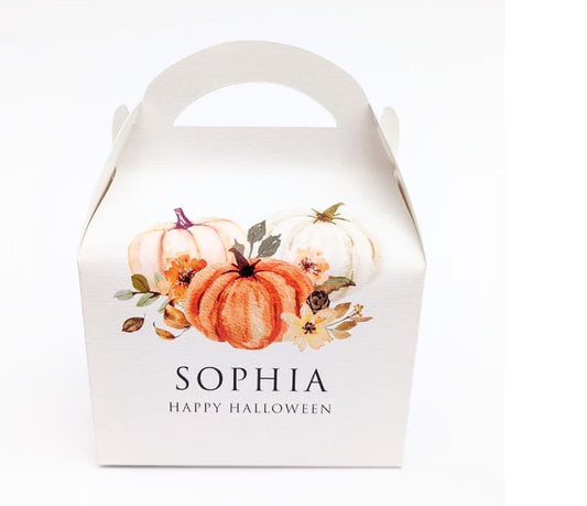 HALLOWEEN Boho Minimal Elegant Pumpkin Personalised Children’s Party Box Gift Bag Favour