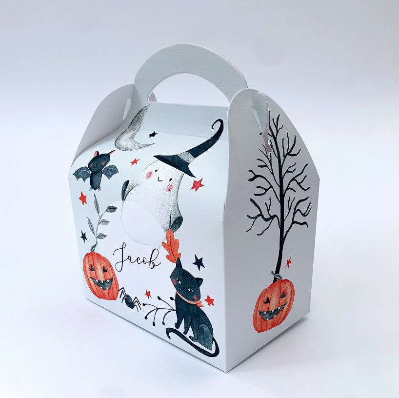 HALLOWEEN Spooky Ghosts Personalised Children’s Party Box Gift Bag Favour