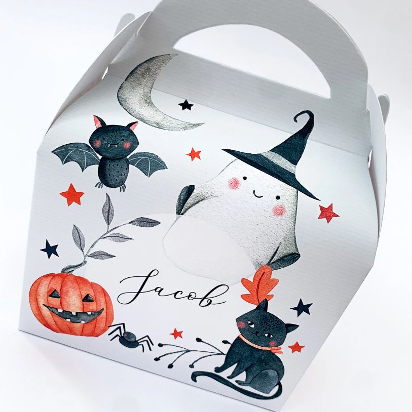 HALLOWEEN Spooky Ghosts Personalised Children’s Party Box Gift Bag Favour