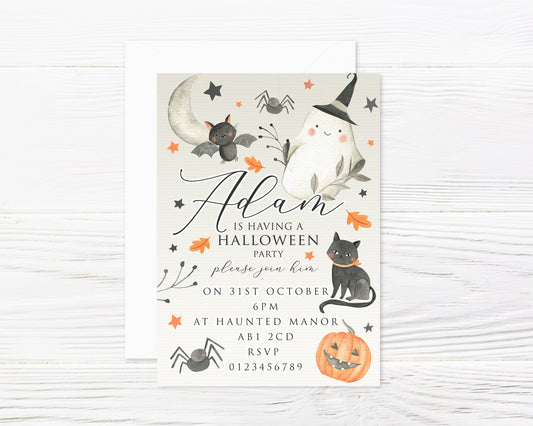 Personalised Halloween Party Invitations and Envelopes x 8