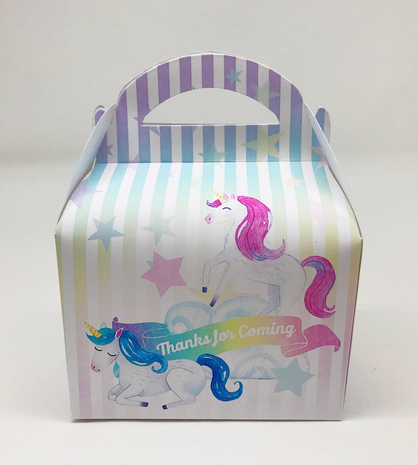 Watercolour Unicorns Pastel Rainbow Children’s Party Box Gift Bag Favour