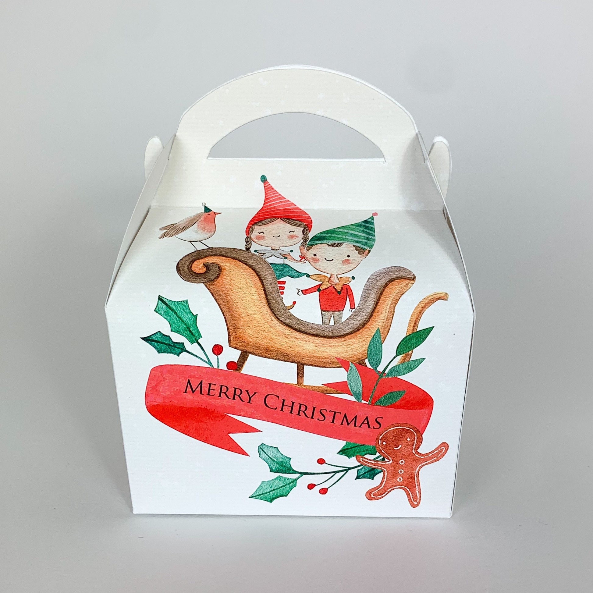 Personalised Classic Santa watercolour Christmas Treat Boxes Advent Party Box favours