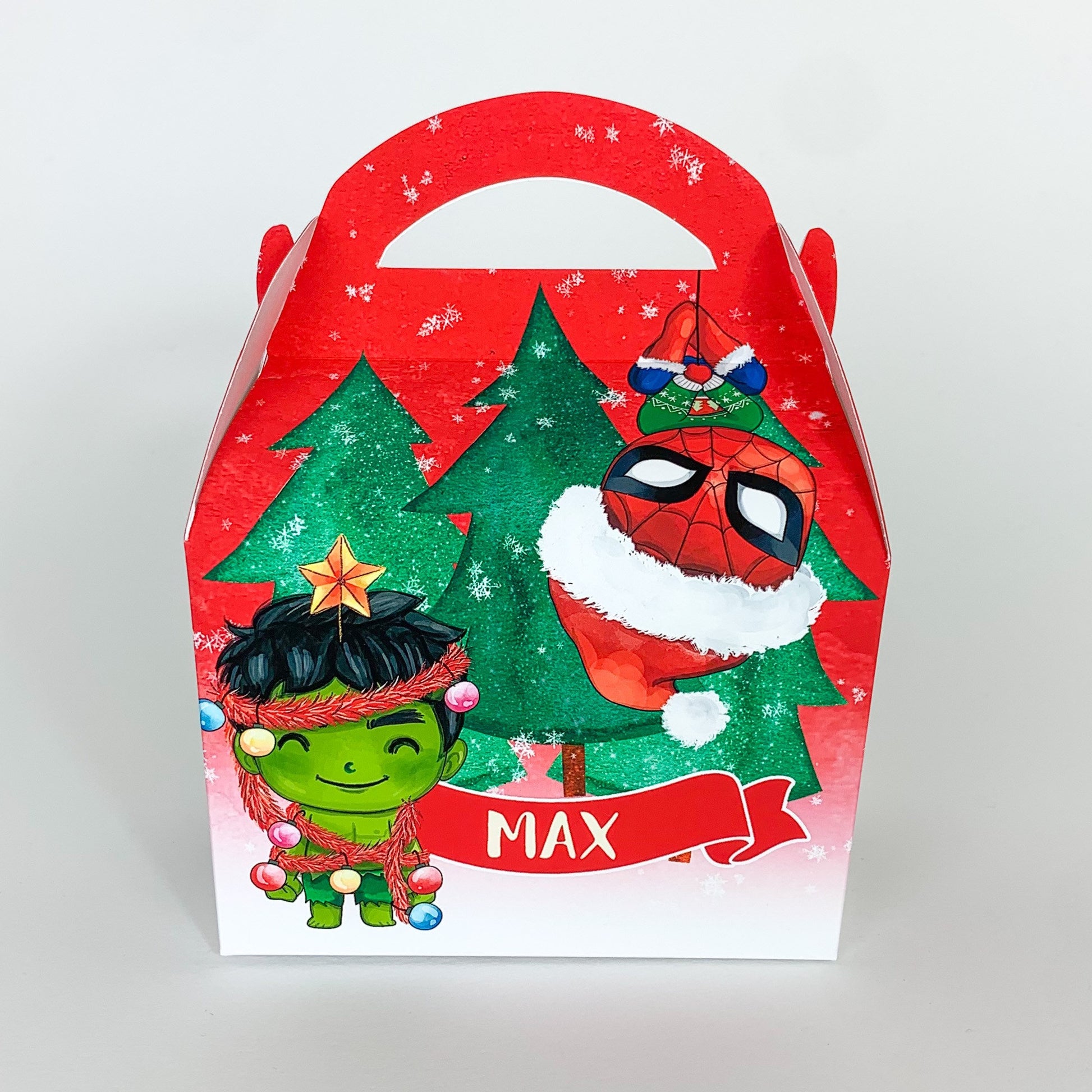 Personalised Marvel Inspired Superhero Christmas Treat Boxes Advent Party Box favours