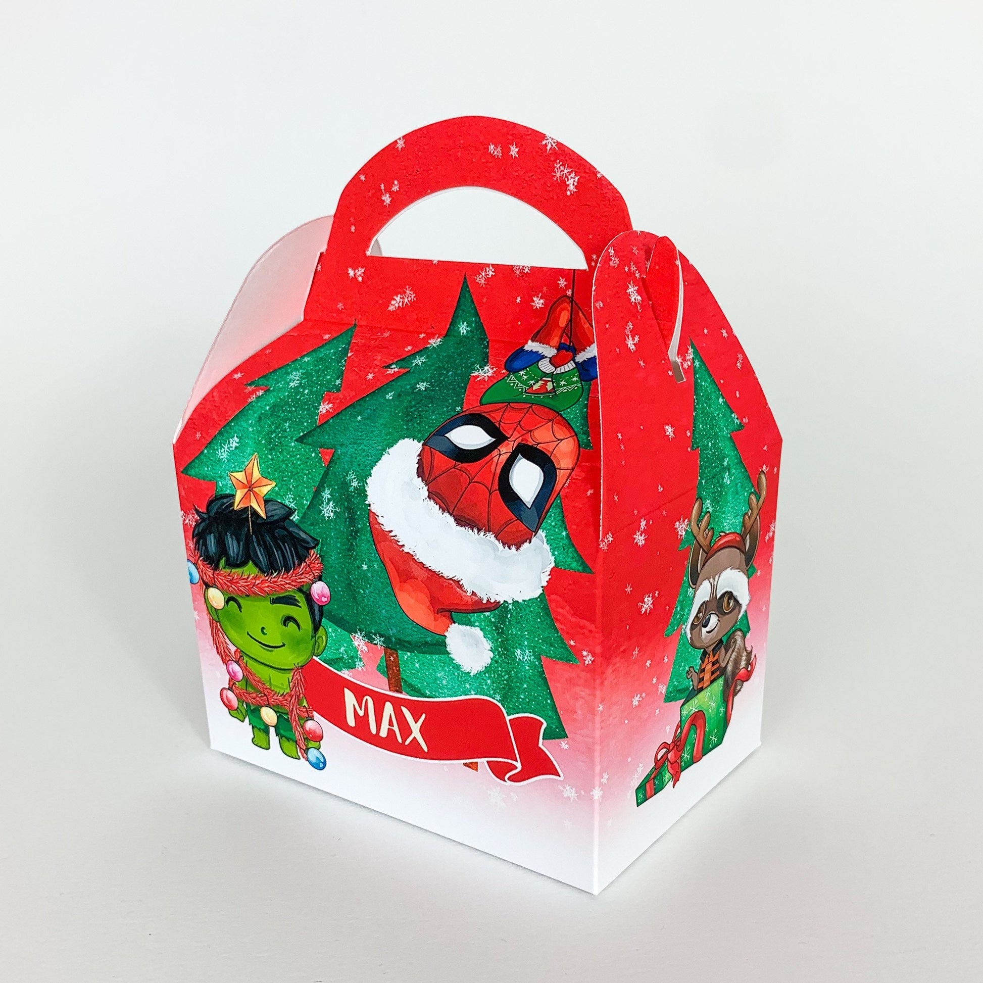 Personalised Marvel Inspired Superhero Christmas Treat Boxes Advent Party Box favours