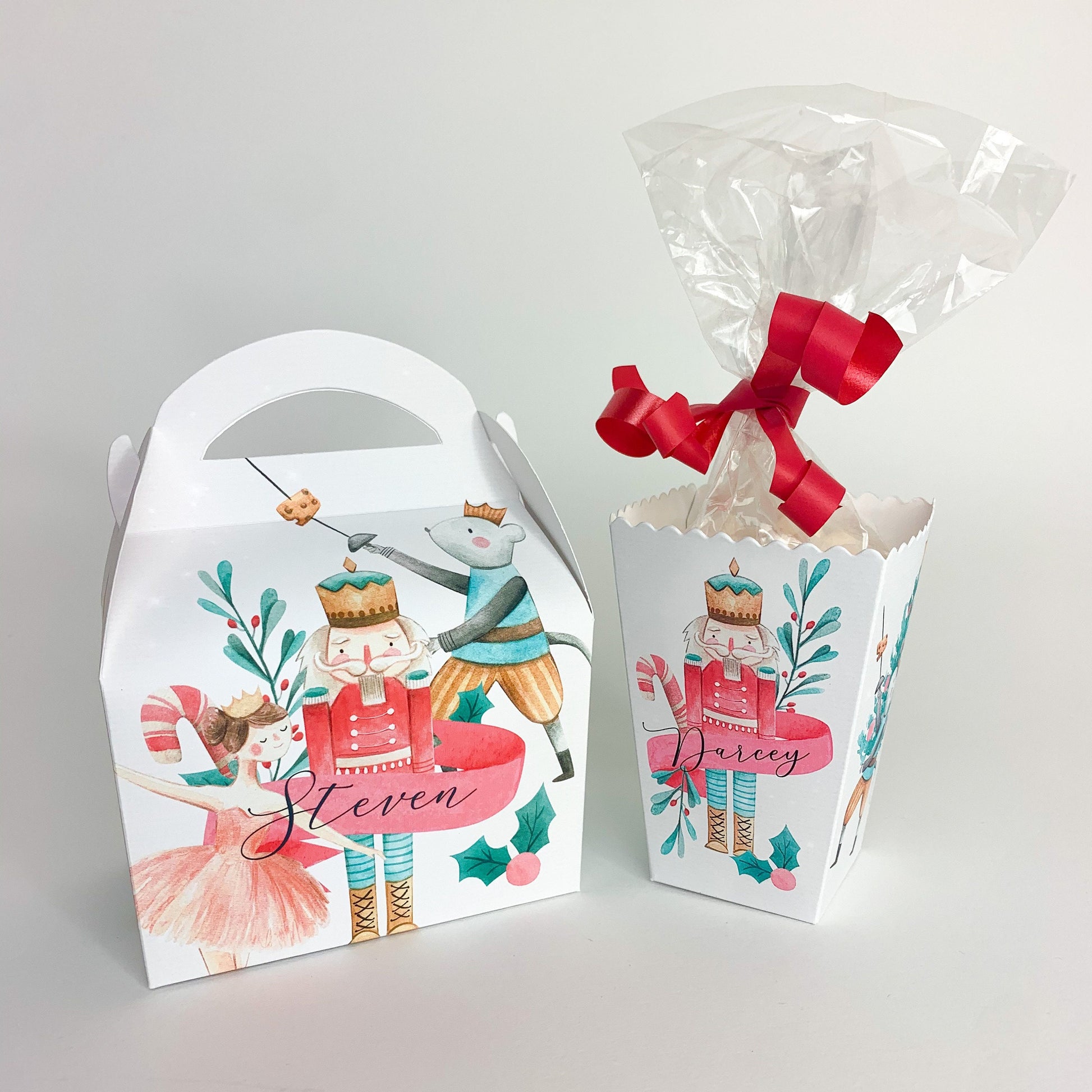 Personalised Nutcracker watercolour Christmas Treat Boxes Advent Party Box favours