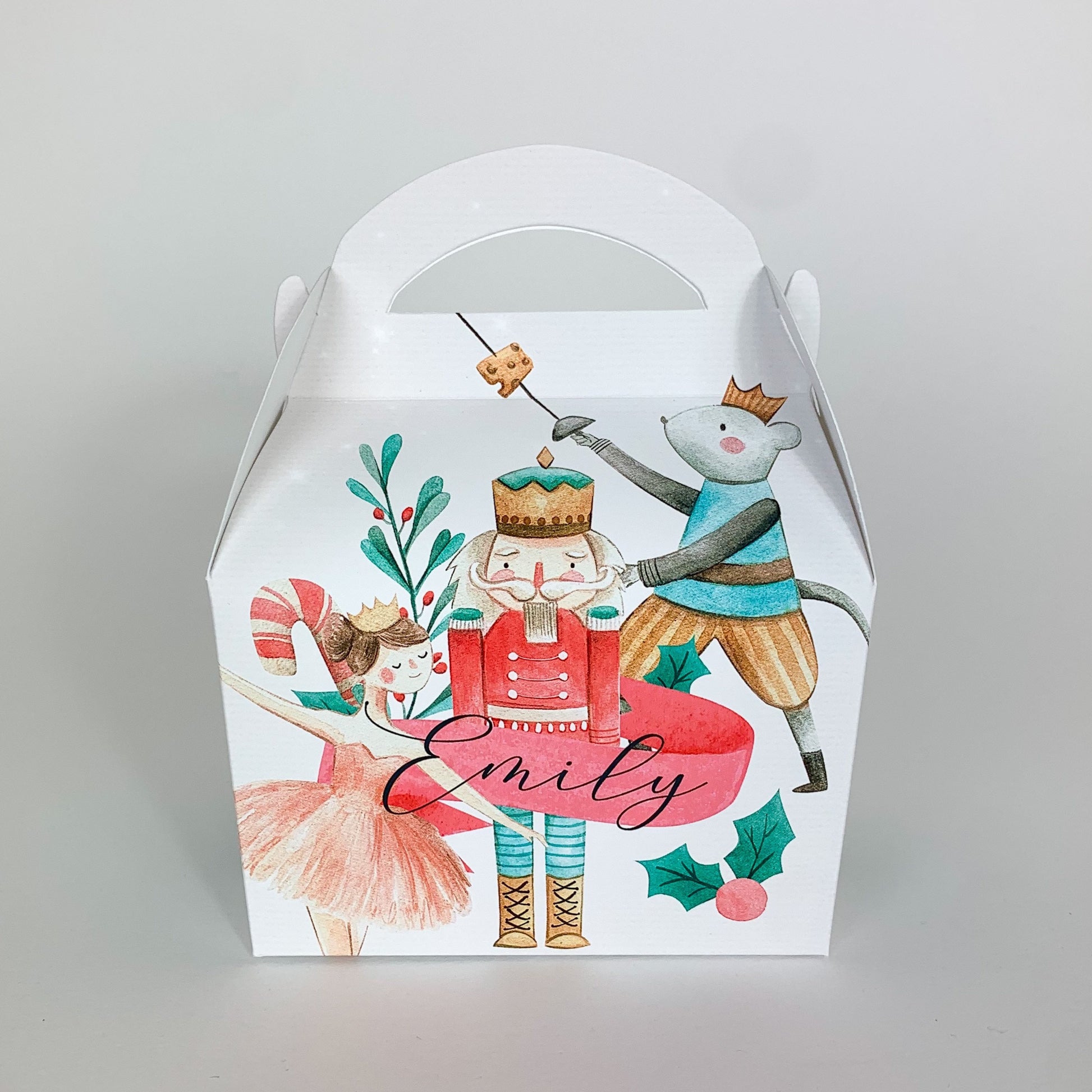 Personalised Classic Nutcracker Santa watercolour Christmas Treat Boxes Advent Party Box favours