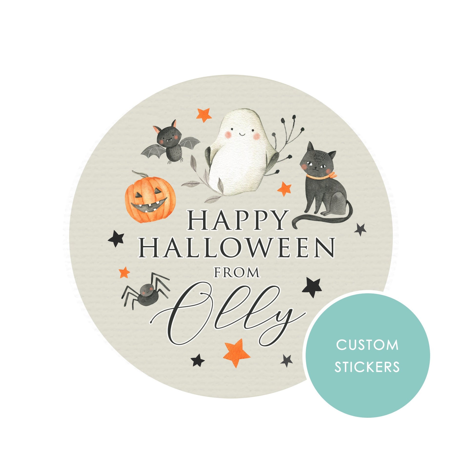 PERSONALISED STICKERS Multiple sizes Spooky Halloween Sweet Cone Gift label Trick or Treat