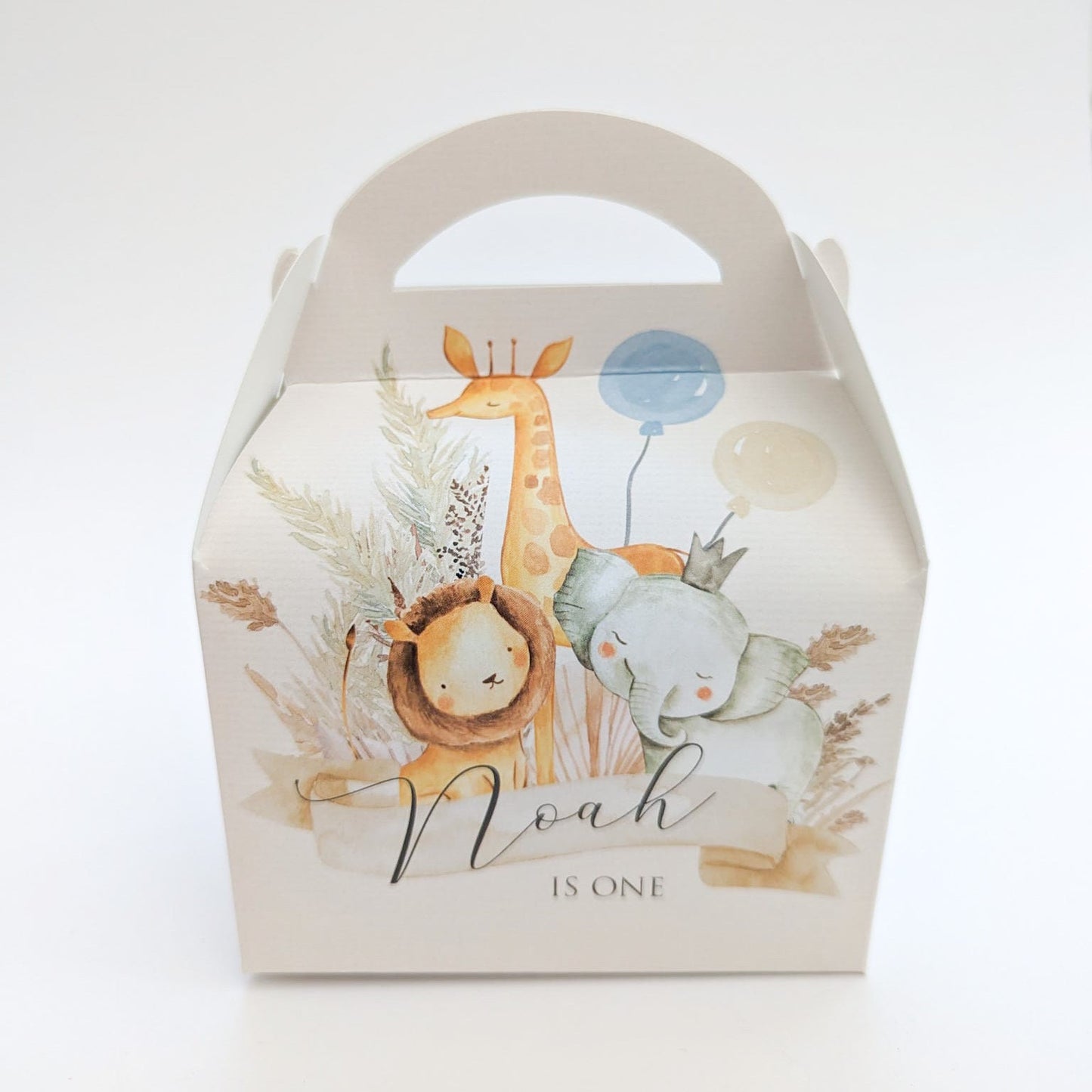 Watercolour boho jungle animals Personalised Children’s Party Box Gift Bag Favour