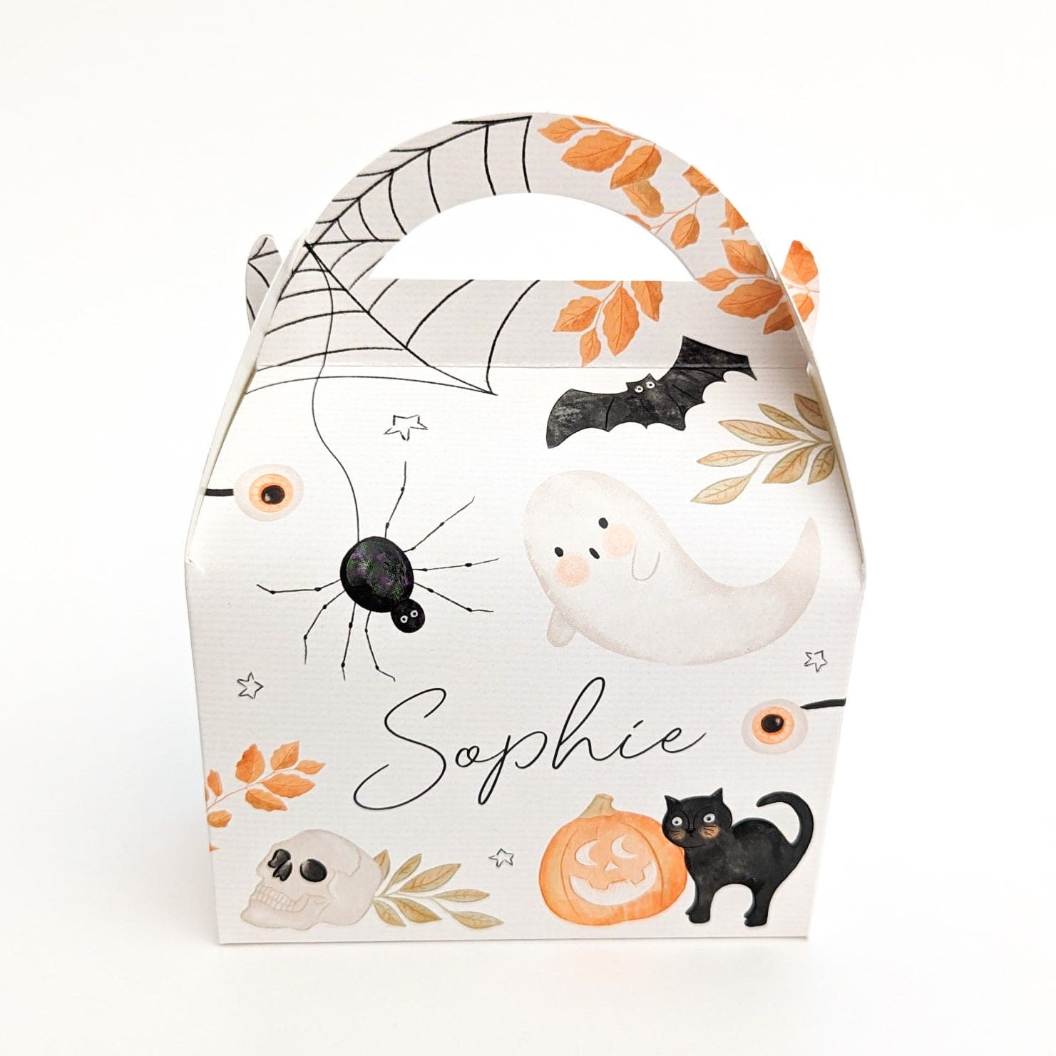 Spooky Halloween watercolor Personalised Children’s Party Box Gift Bag Favour