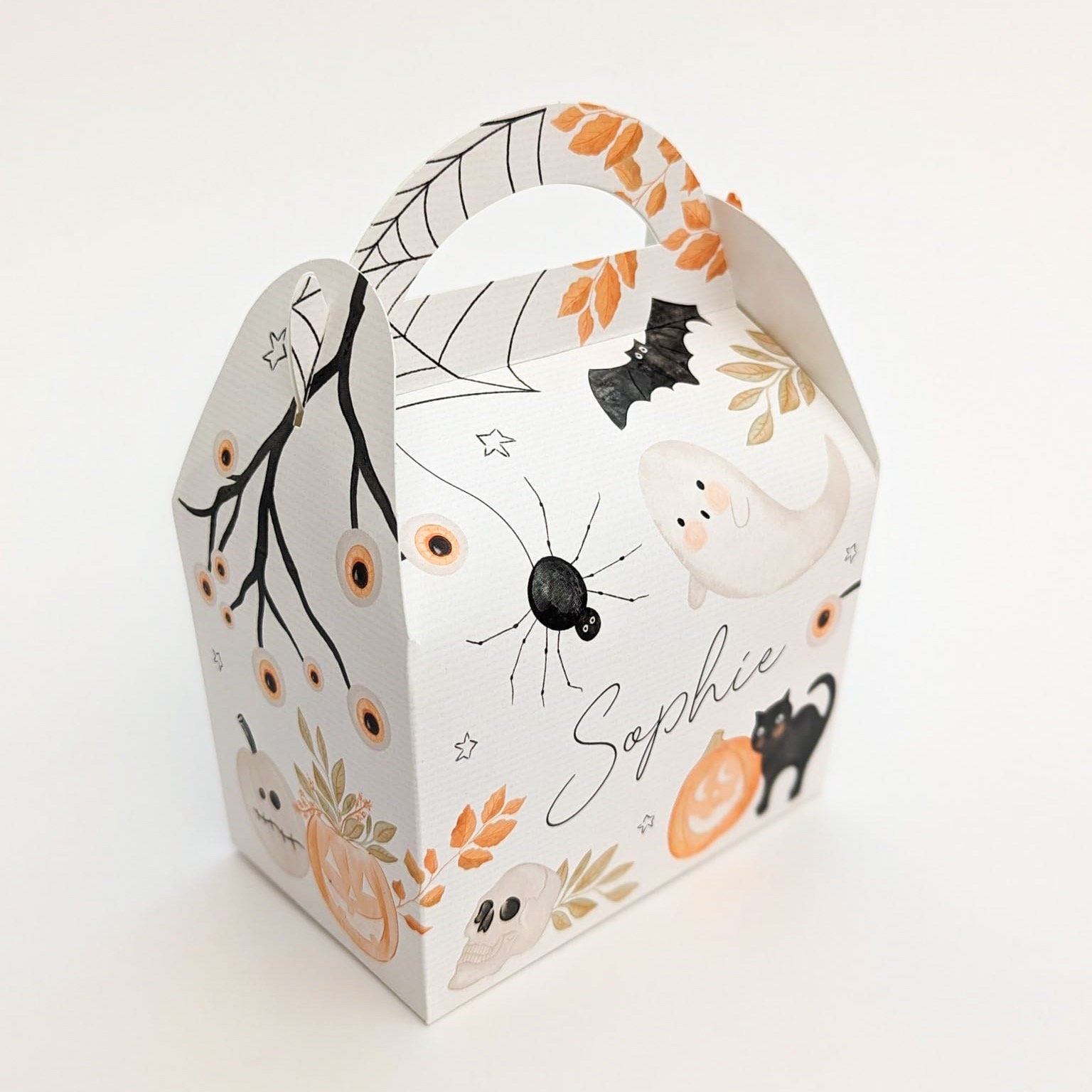 Spooky Halloween watercolor Personalised Children’s Party Box Gift Bag Favour