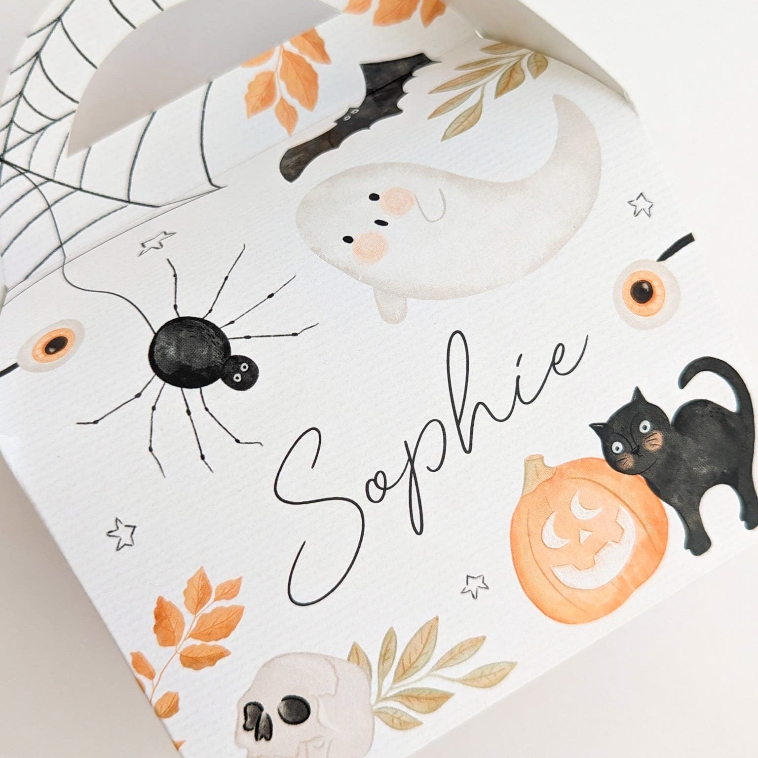 Spooky Halloween watercolor Personalised Children’s Party Box Gift Bag Favour