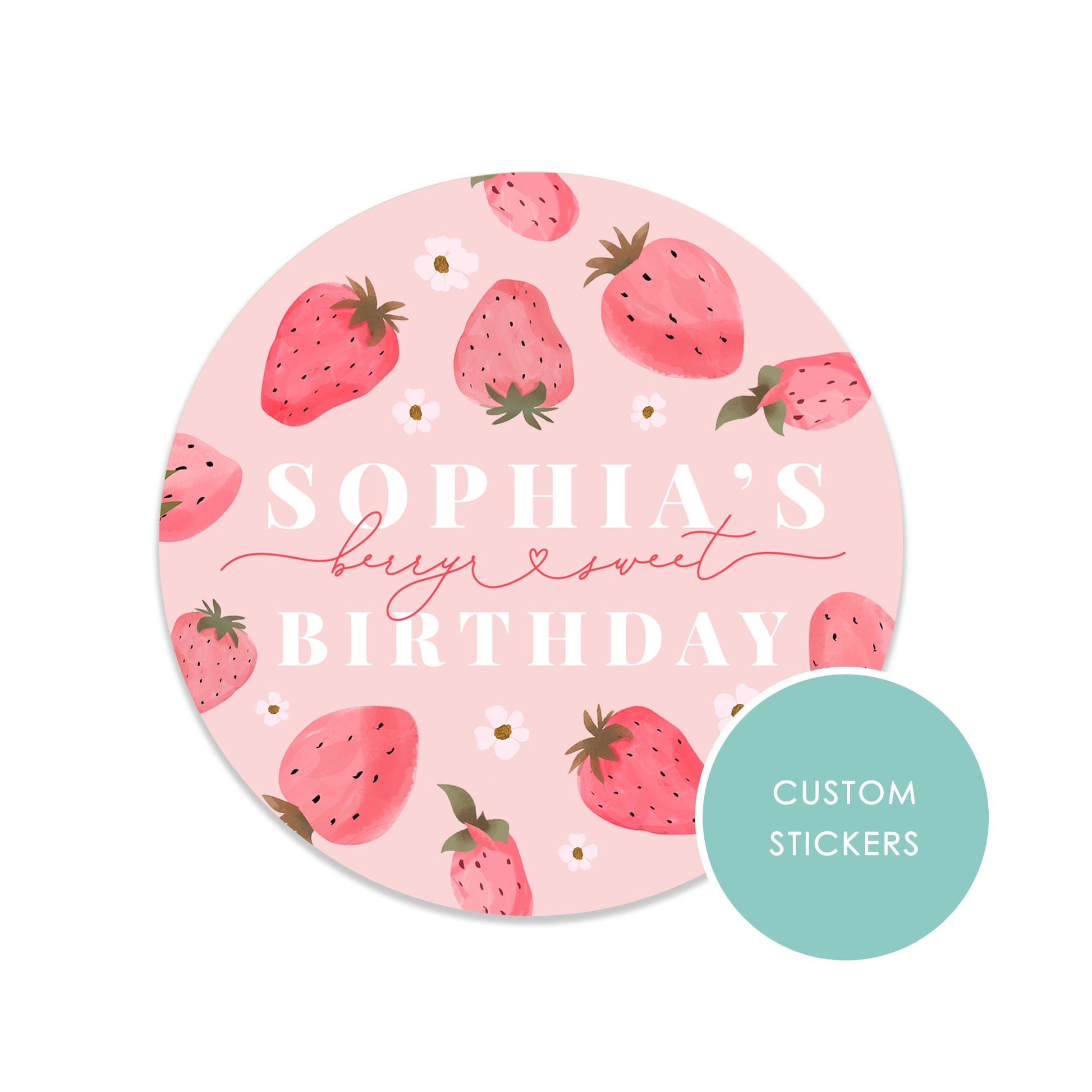 Personalized Strawberry Birthday Stickers: Sweet Cone Gift Labels