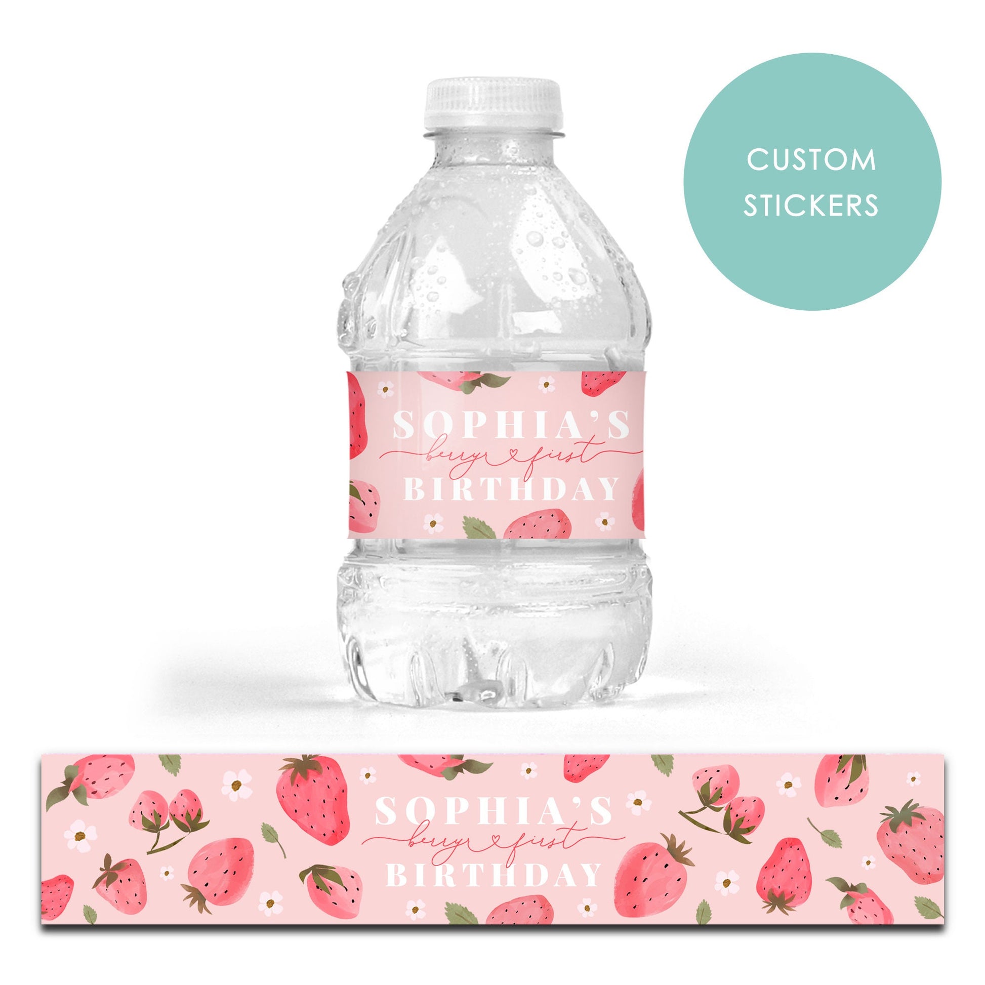 DRINK LABEL STICKERS x 7 Personalised Berry Sweet First labels