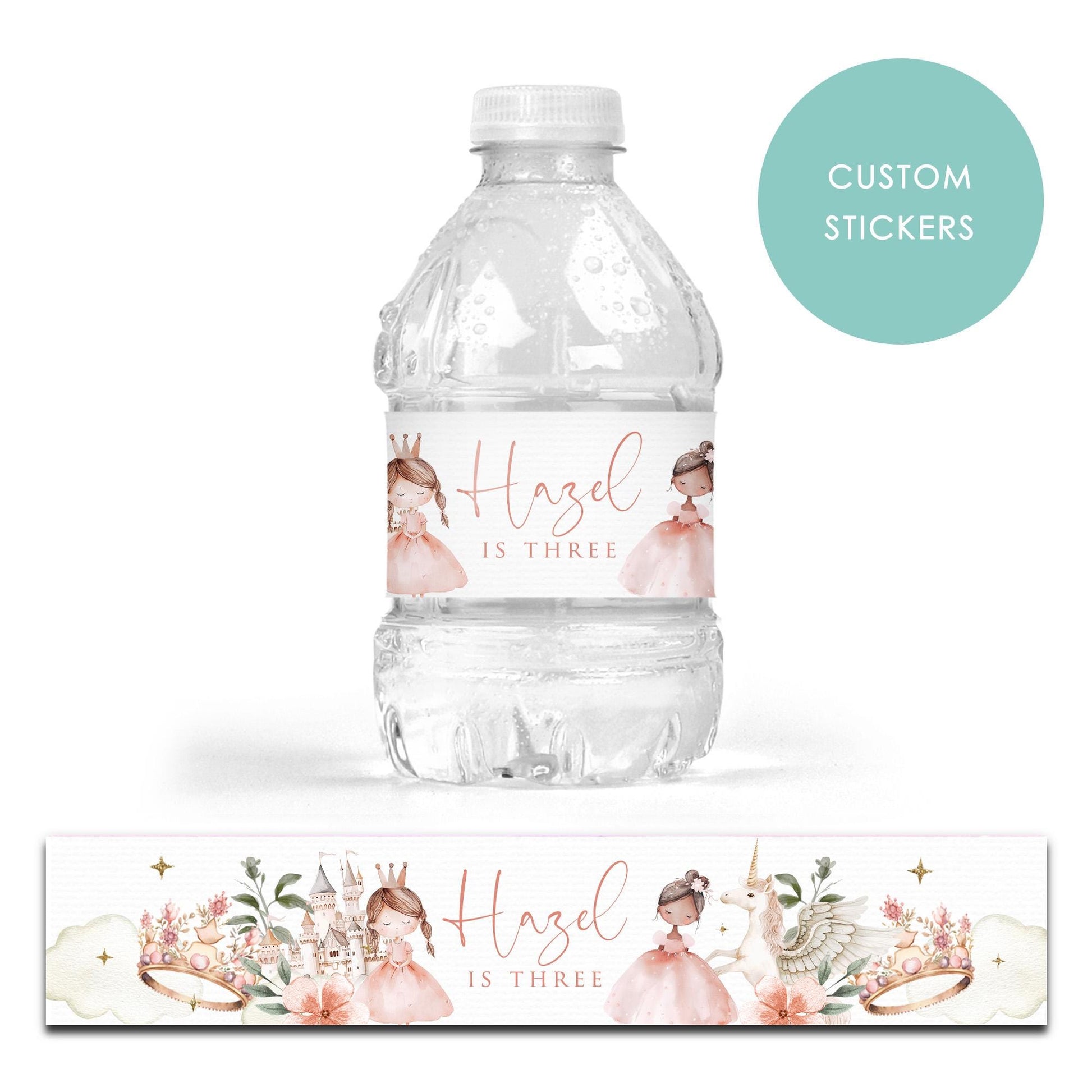 DRINK LABEL STICKERS x 7 Personalised Princess Unicorn Boho First labels