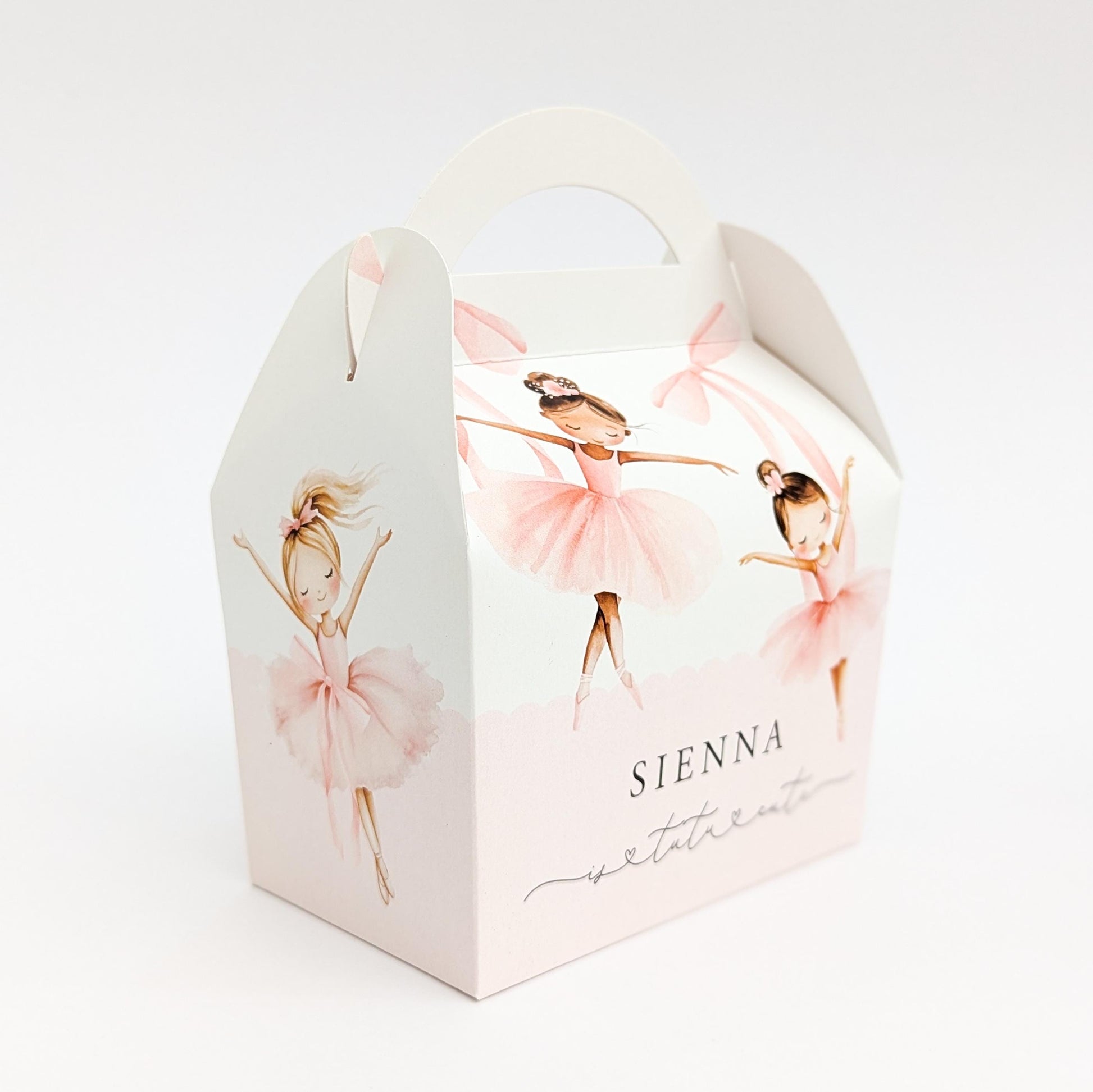 BALLET Ballerina watercolour Personalised Children’s Party Box Gift Bag Favour