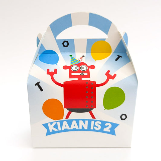 ROBOT Unisex Personalised Children’s Party Box Gift Bag Favour