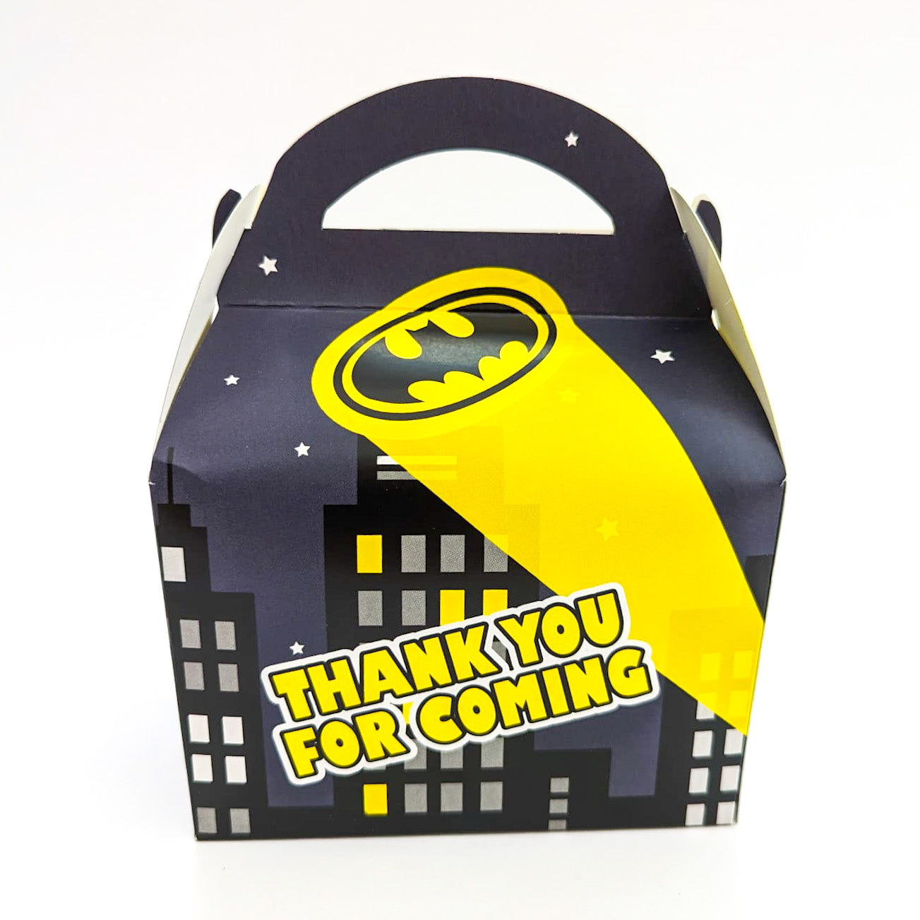 SUPERHERO Batman inspired boys Personalised Children’s Party Box Gift Bag Favour