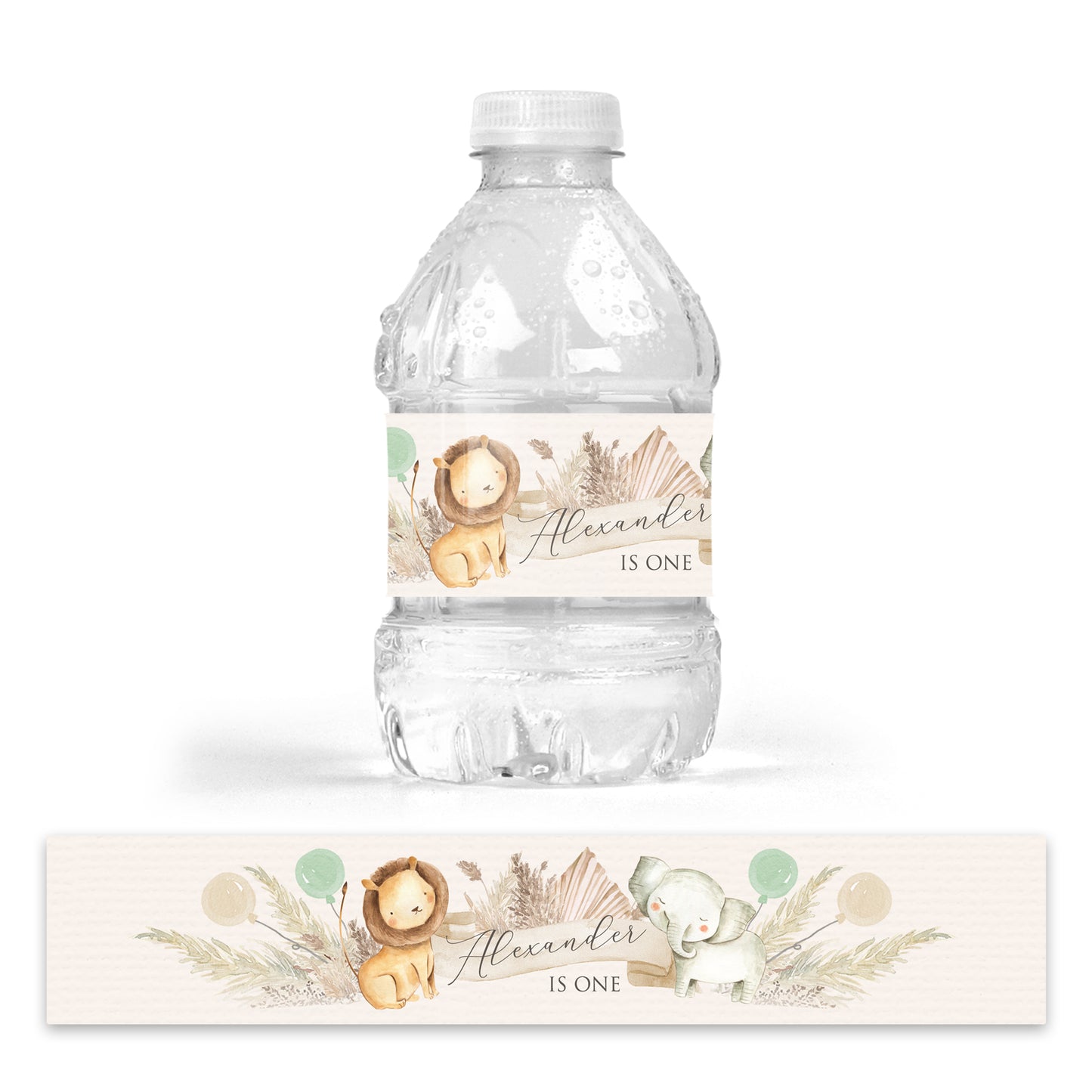 DRINK LABEL STICKERS x 7 Personalised Boho Jungle Animals Lion Giraffe