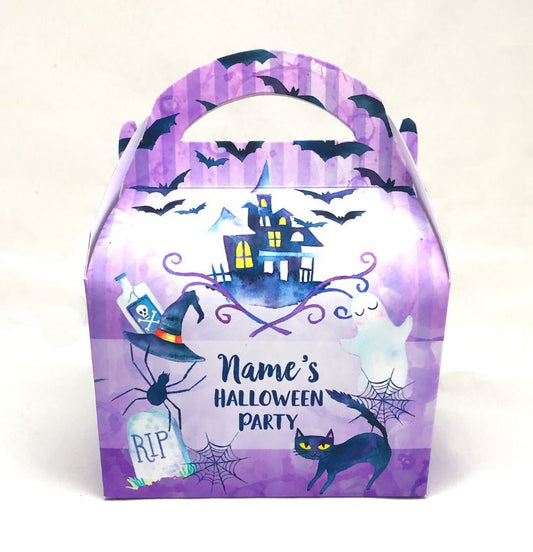 HALLOWEEN Spooky Witch Purple Personalised Children’s Party Box Gift Bag Favour