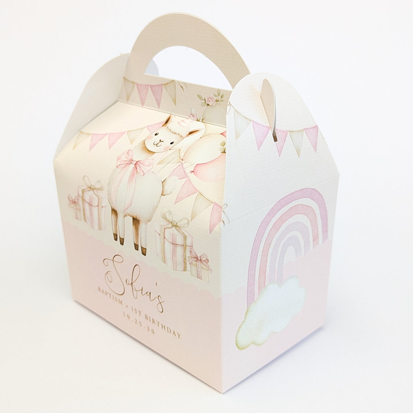 LLAMA Alpaca Cute Personalised Children’s Party Box Gift Bag Favour