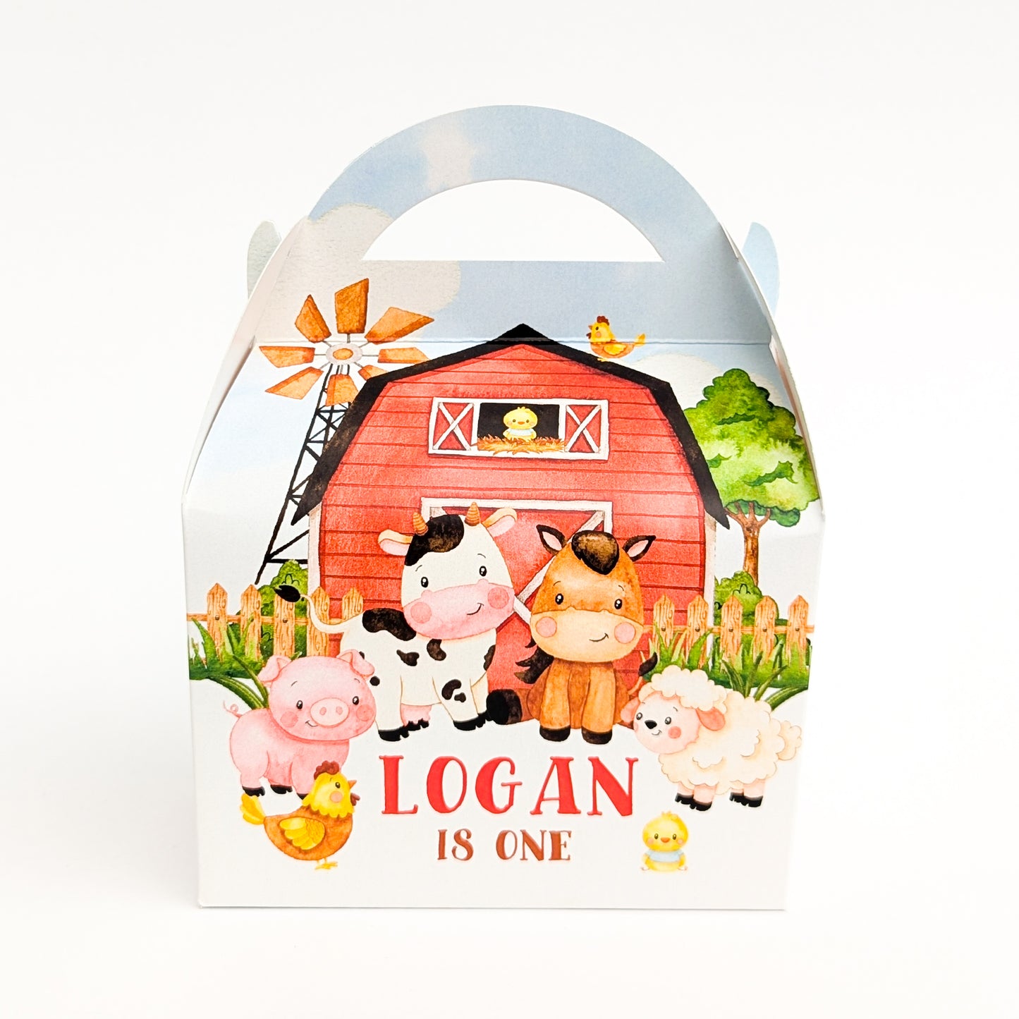 FARM Pastel Animals Personalised Children’s Party Box Gift Bag Favour