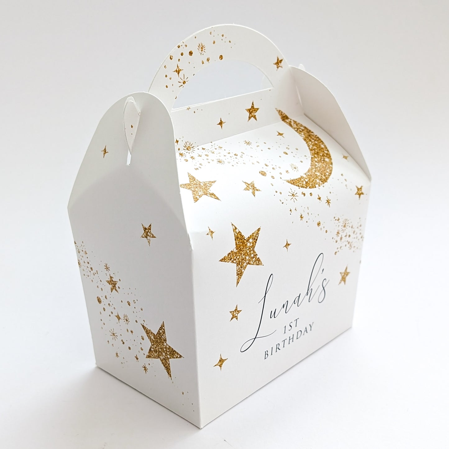 STARDUST Twinkle little star Galaxy Space Personalised Children’s Party Box Gift Bag Favour