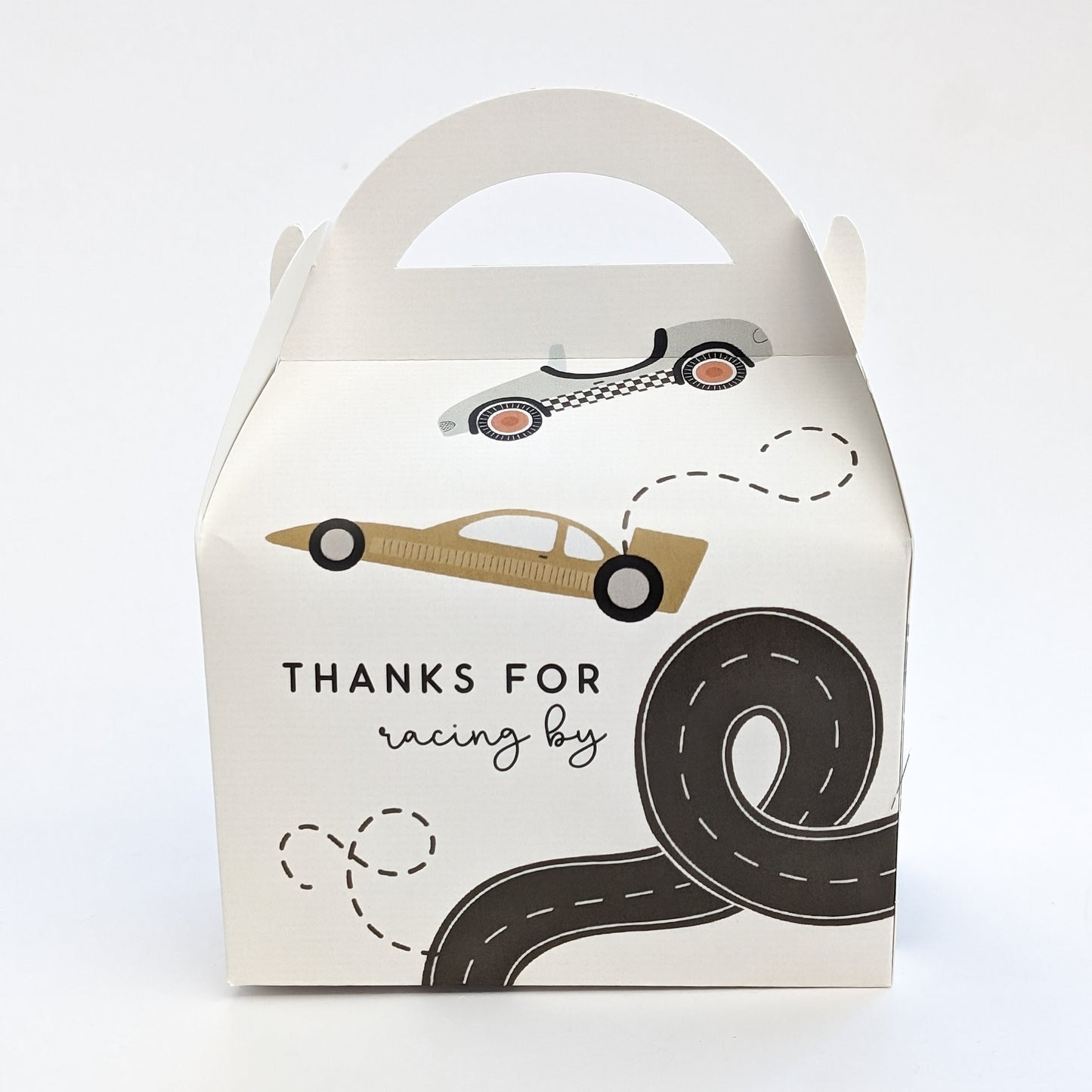 Retro Cars Racing Driver Neutral Personalised Children’s Party Boxes Gift Bag Favour