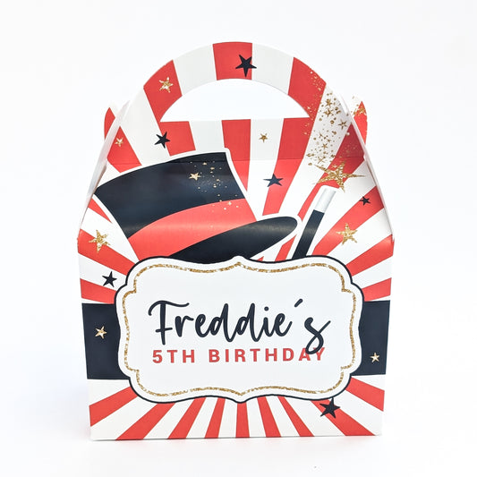 MAGIC SHOW Magician Personalised Children’s Party Box Gift Bag Favour