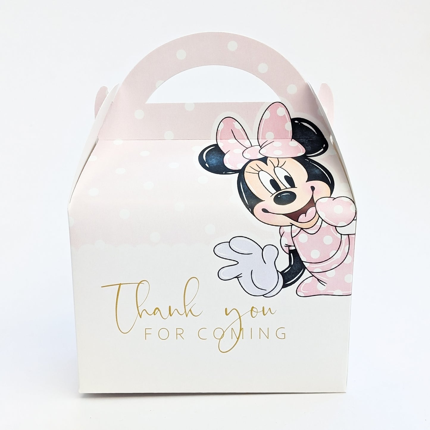 Minnie Mouse Watercolour Pink Personalised Children’s Party Box Gift Bag Favour