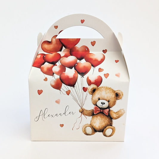 VALENTINES DAY Teddy Bear Personalised Treat Boxes Gift Bags