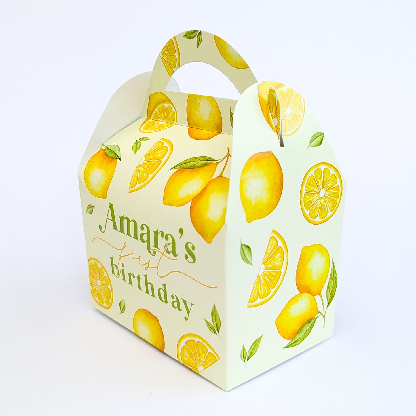 LEMONS Lemon Amalfi Summer Zesty Personalised Children’s Party Box Gift Bag Favours