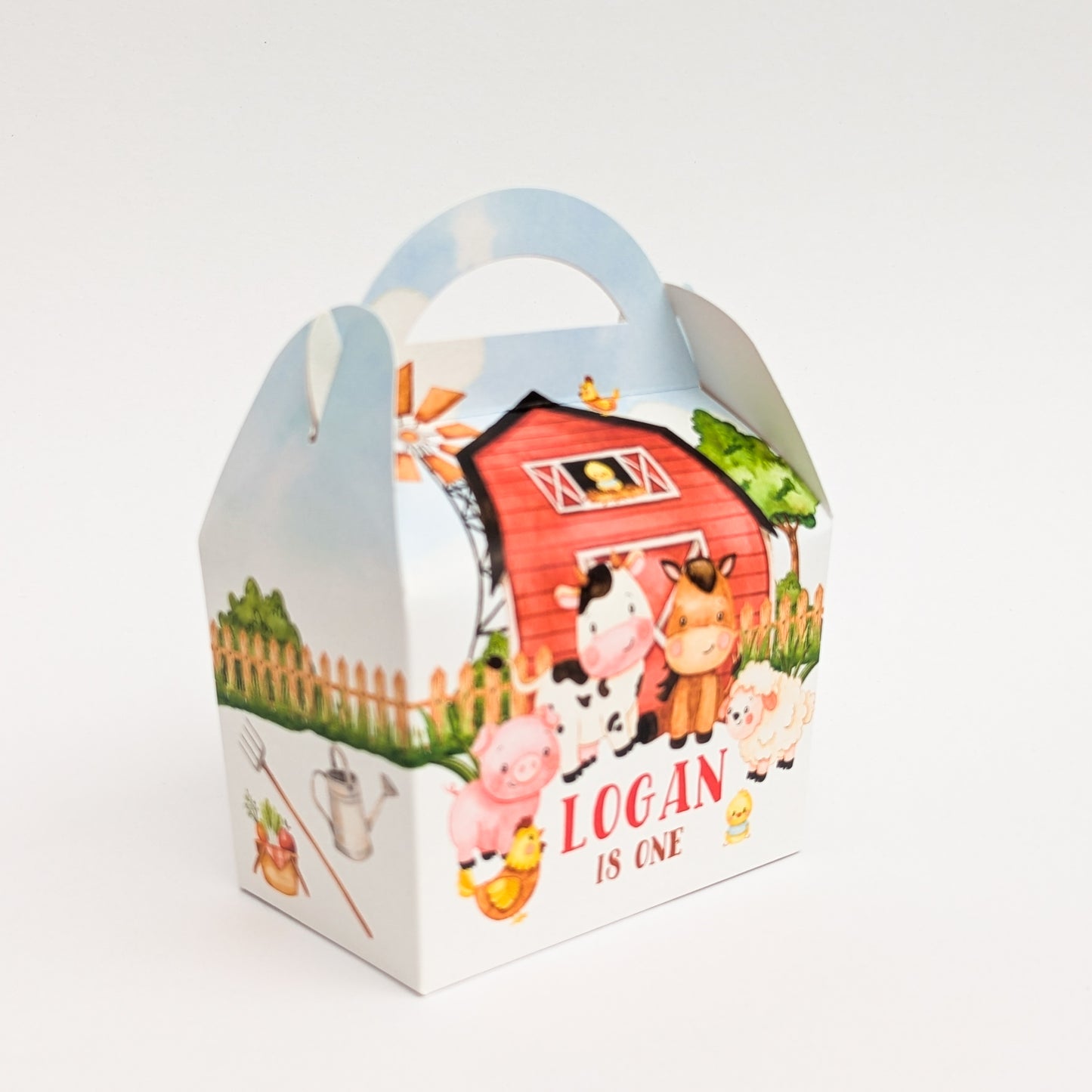 FARM Pastel Animals Personalised Children’s Party Box Gift Bag Favour