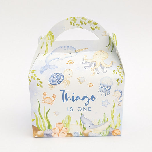 Under the Sea Watercolour Seaside Ocean Underwater Ofishally  Personalised Children’s Party Box Gift Bag Favour