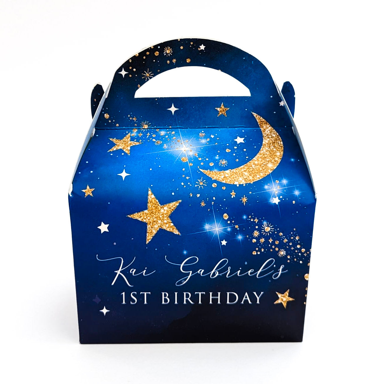 STARDUST Twinkle little star Galaxy Space Personalised Children’s Party Box Gift Bag Favour