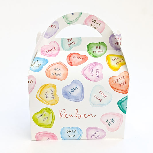 VALENTINES DAY Candy Love Hearts Personalised Treat Boxes Gift Bags