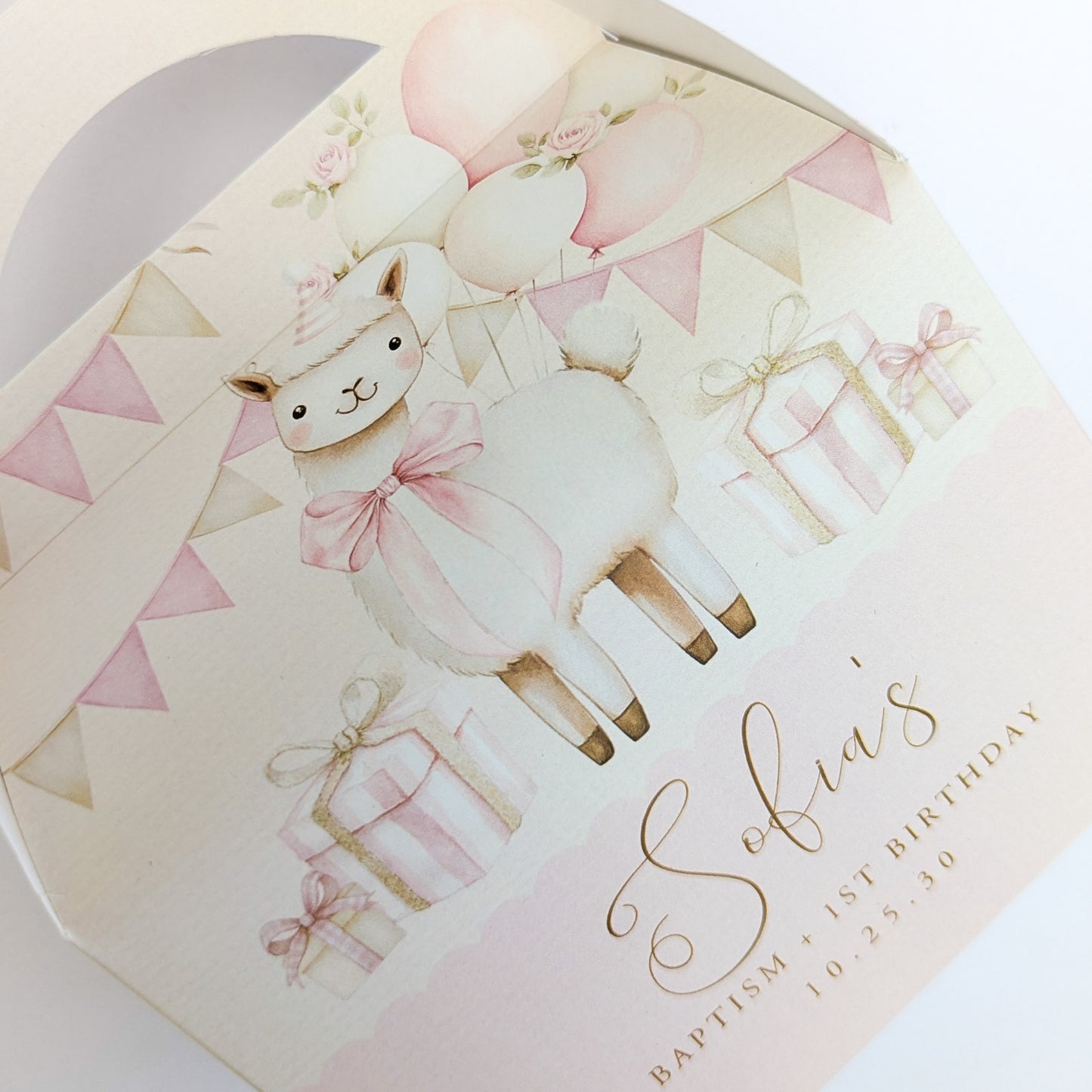 LLAMA Alpaca Cute Personalised Children’s Party Box Gift Bag Favour