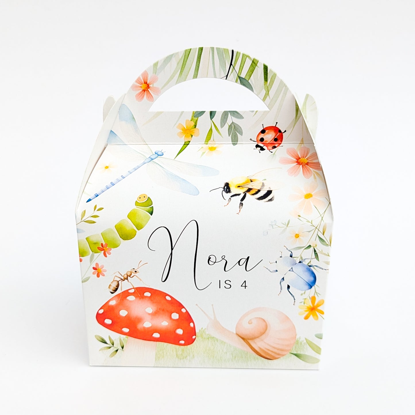 Bugs Insect floral garden personalised children's party boxes