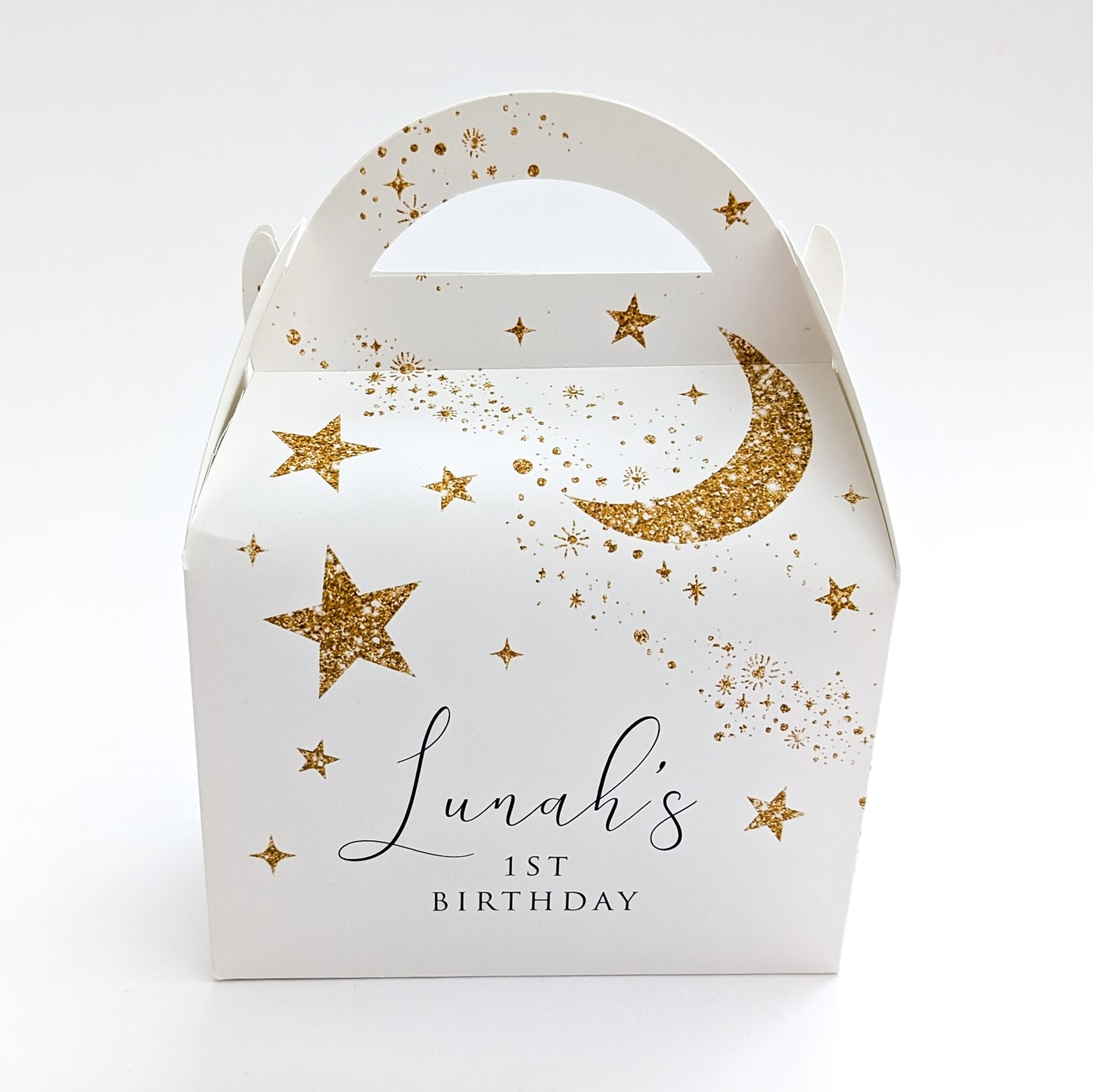 STARDUST Twinkle little star Galaxy Space Personalised Children’s Party Box Gift Bag Favour