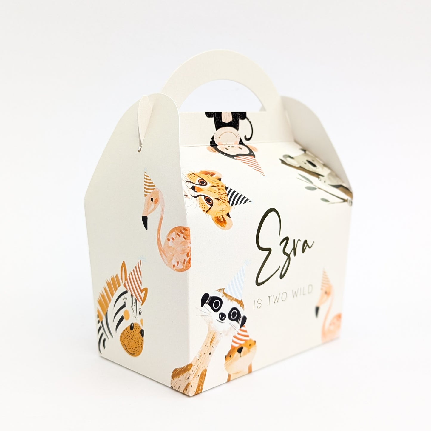 Jungle Animals Boho Minimal Personalised Children’s Party Box Gift Bag Favour