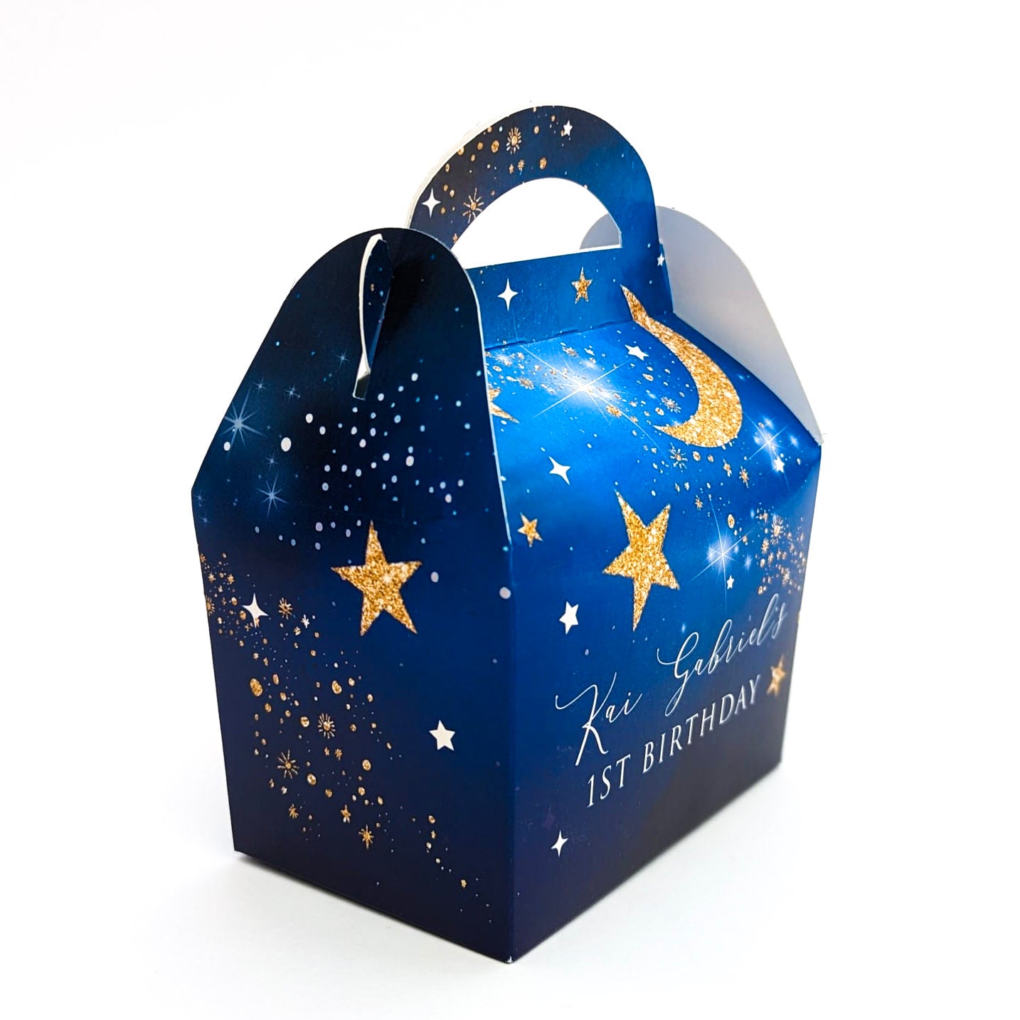 STARDUST Twinkle little star Galaxy Space Personalised Children’s Party Box Gift Bag Favour