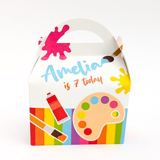 Arty Party Arts and Crafts Paint Personalised Children’s Party Box Gift Bag Favour