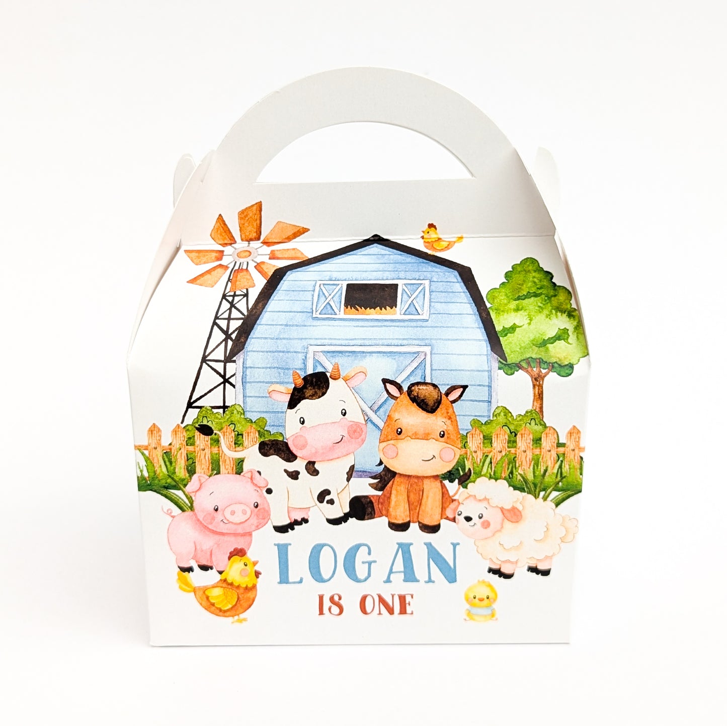 FARM Pastel Animals Personalised Children’s Party Box Gift Bag Favour