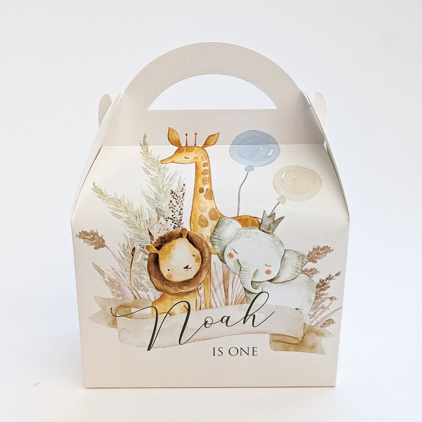 Watercolour boho jungle animals Personalised Children’s Party Box Gift Bag Favour