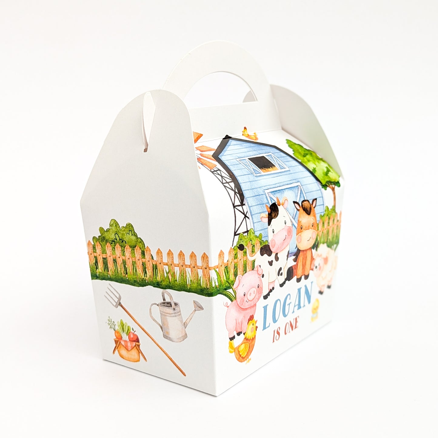 FARM Pastel Animals Personalised Children’s Party Box Gift Bag Favour